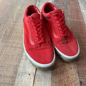 Vintage Vans Old Skool Red Canvas Low-Top Unisex Sneakers Size 10W/8.5M